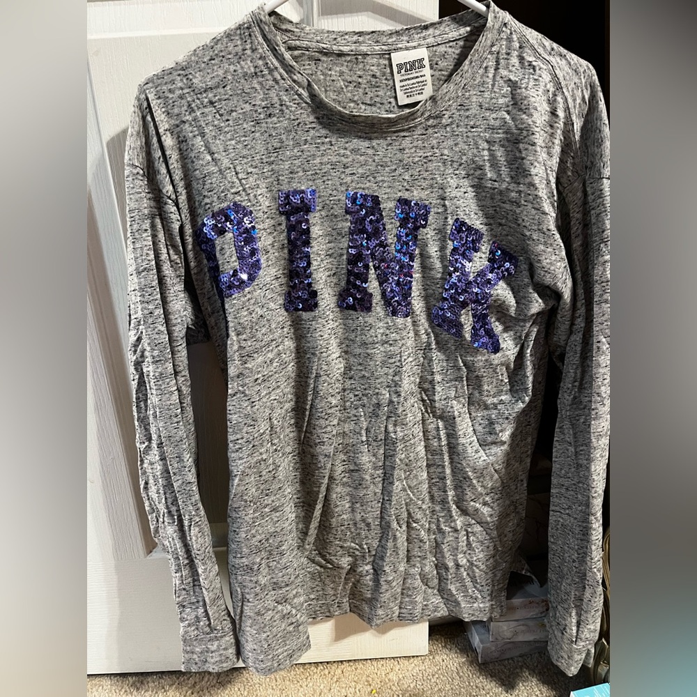 PINK Victoria's Secret Gray Long Sleeve Tee - Picture 5 of 7
